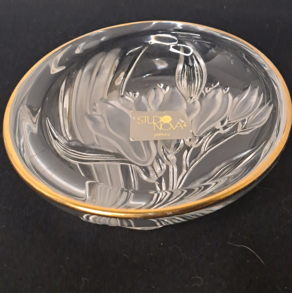 Vintage Mikasa Parisian Iris glass candy or trinket dish/Vintage